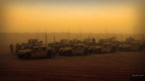 Convoy Army Desktop Wallpaper of a Convoy in the Desert